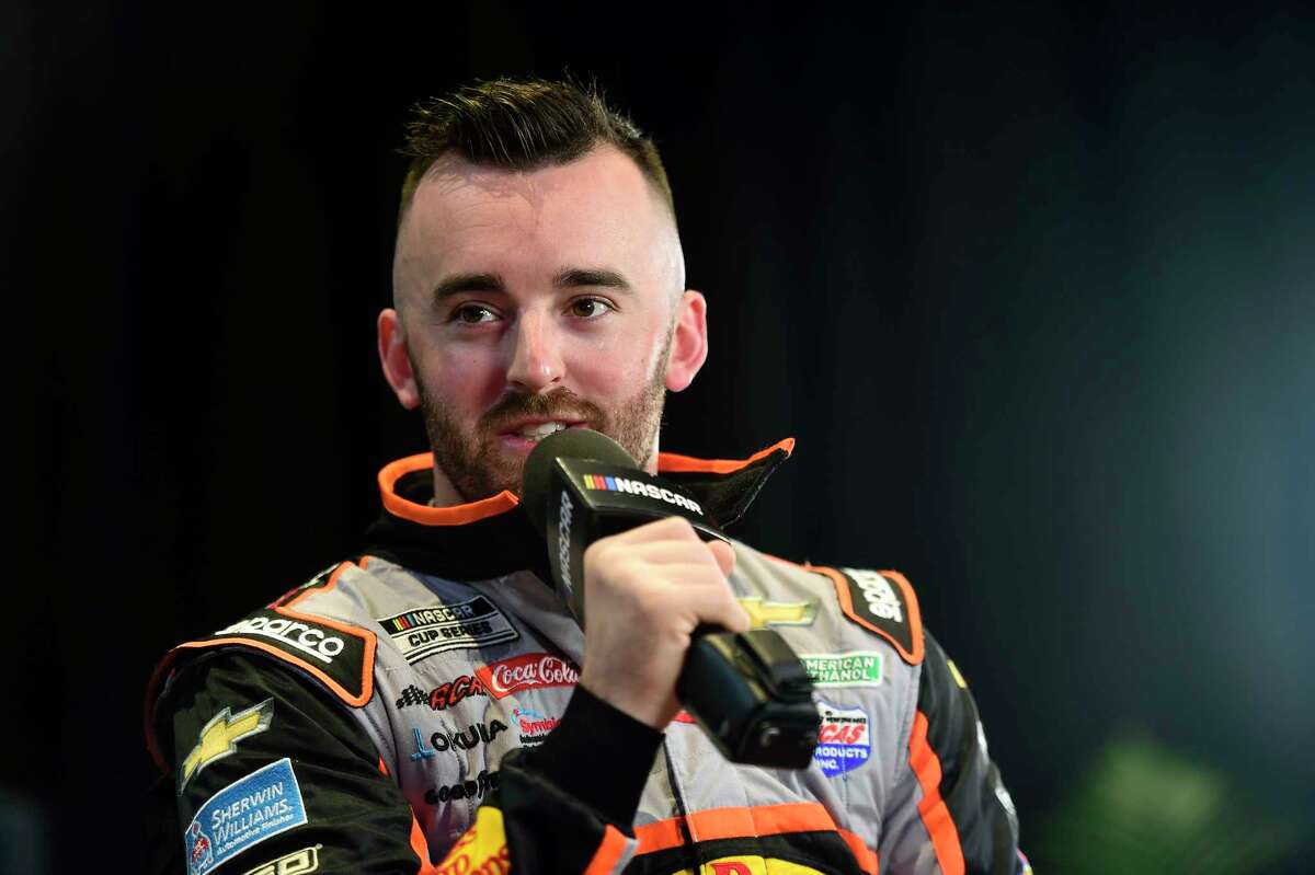 DAYTONA BEACH, FLORIDA - FEBRUARY 12: Austin Dillon, driver of the #3 Bass Pro Shops/Tracker OffRoad Chevrolet, speaks with the media during the NASCAR Cup Series 62nd Annual Daytona 500 Media Day at Daytona International Speedway on February 12, 2020 in Daytona Beach, Florida. (Photo by Jared C. Tilton/Getty Images)