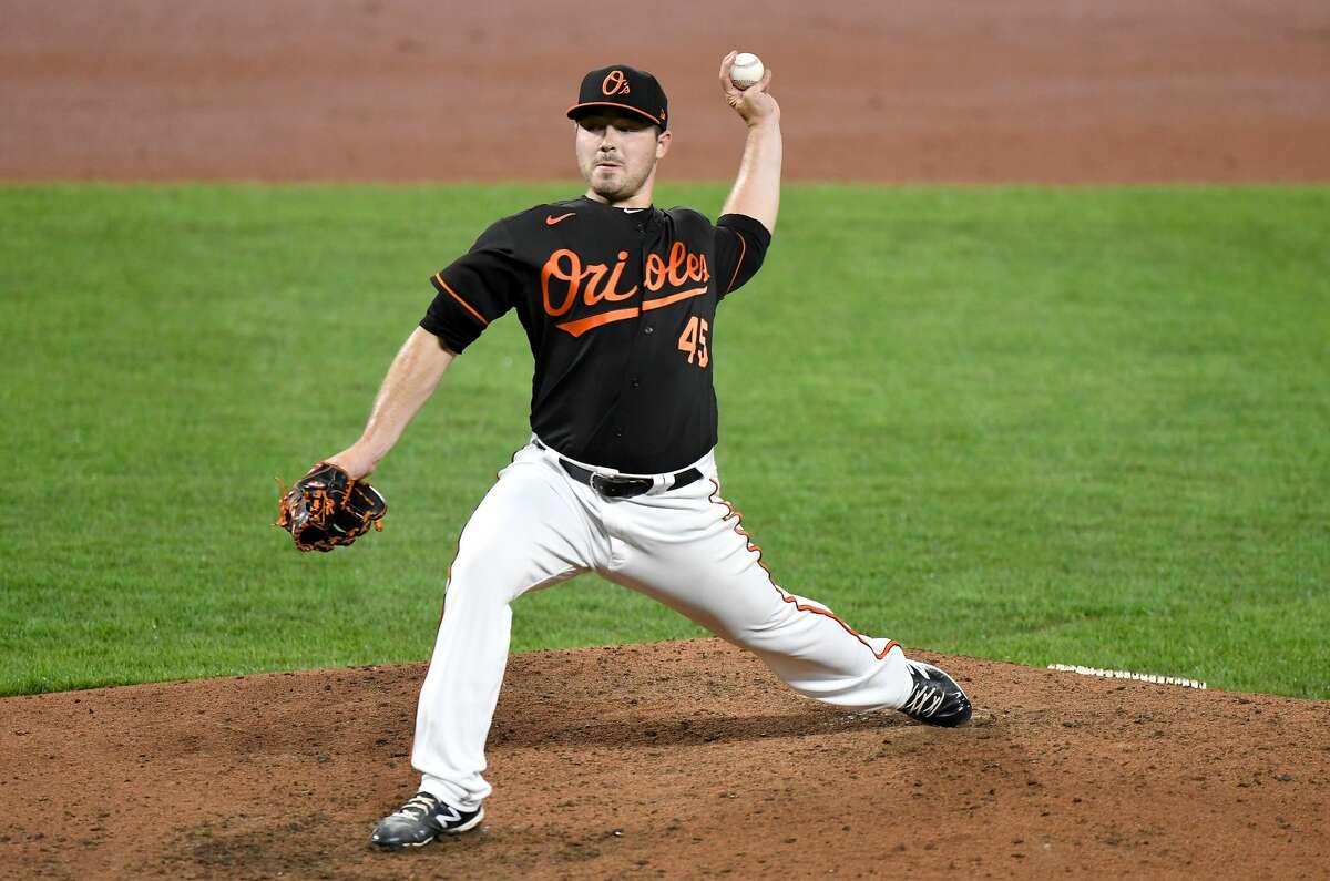 Bullock Creek alum Keegan Akin delivers a pitch during his Major League Baseball debut for the Baltimore Orioles on Friday, Aug. 14, 2020 against the Washington Nationals in Baltimore, Md.