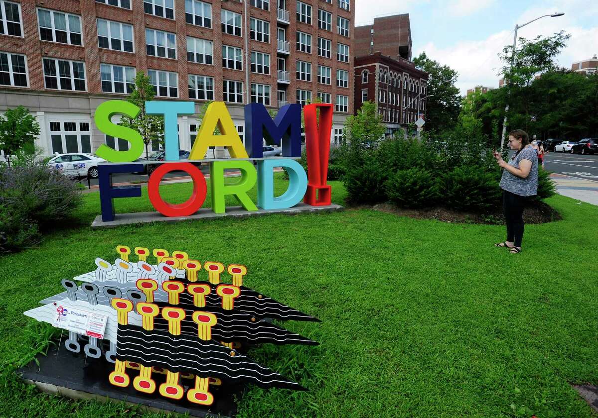 A welcoming sign in Stamford