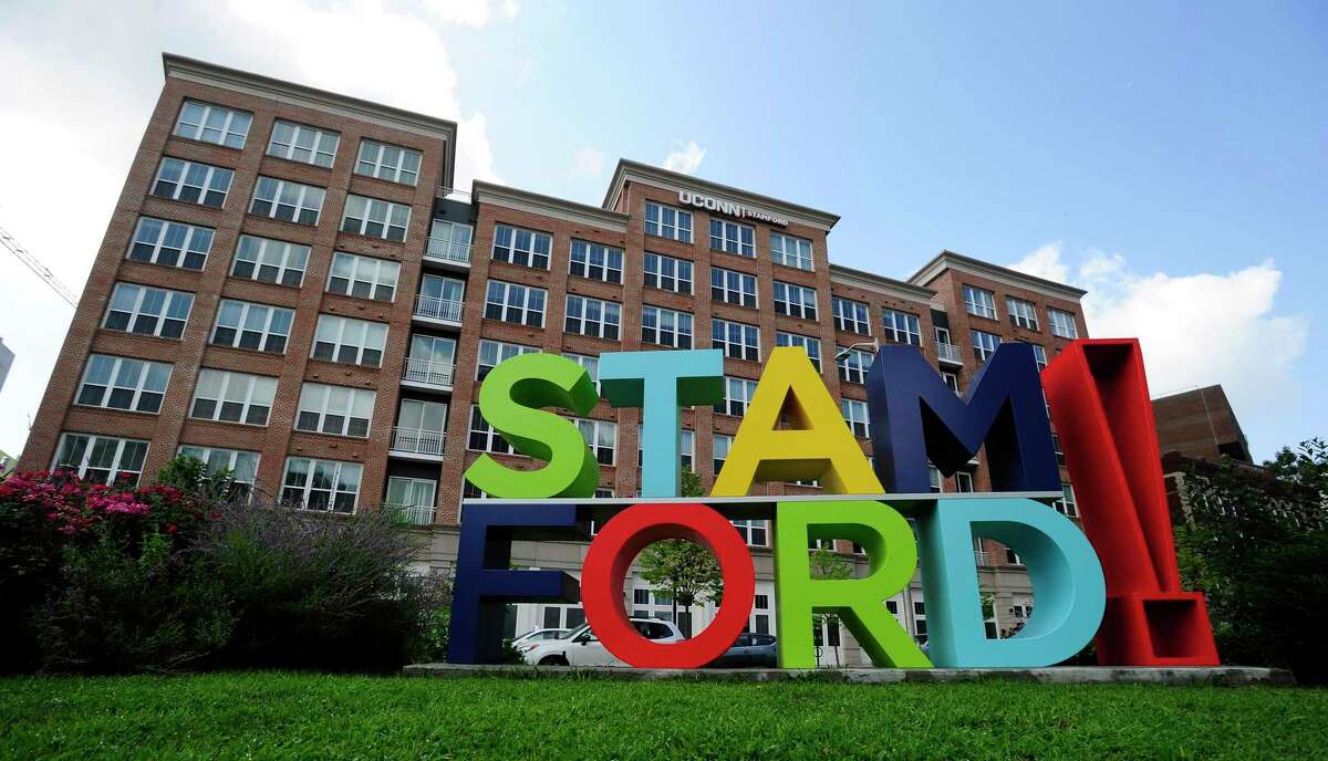 A welcoming sign in Stamford