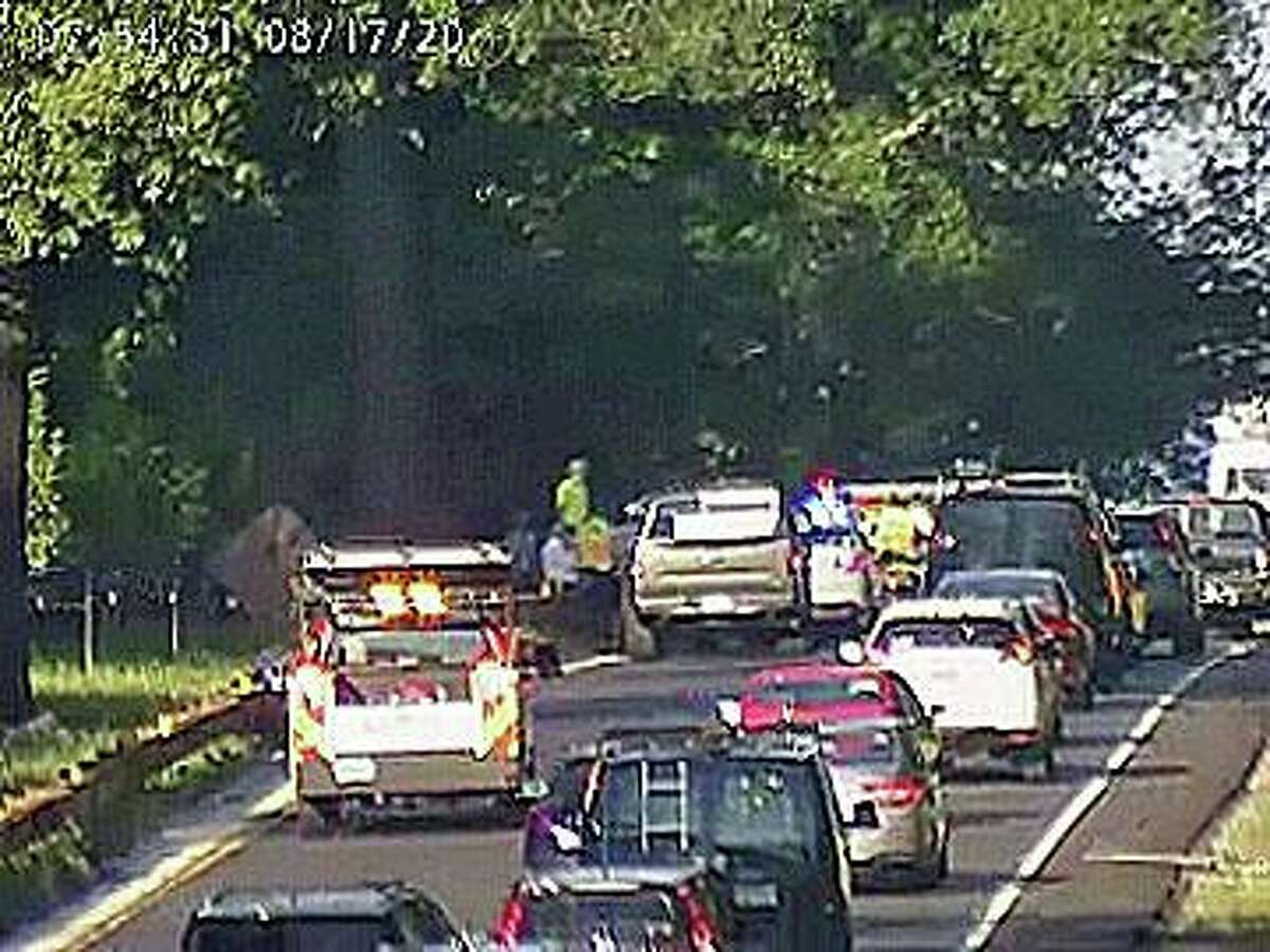 A multi-vehicle accident with injuries has closed the southbound lane on the Merritt Parkway Monday morning on Aug. 17, 2020. The accident, reported at 7:26 a.m., has closed the left lane between exit 44 in Fairfield and exit 42 in Westport.