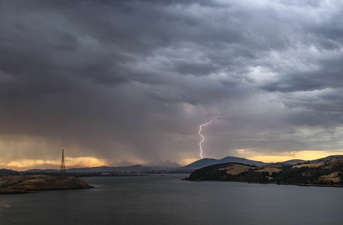 Lightning strikes lit up the Bay Area on Aug. 16, 2020, amid severe thunderstorms.