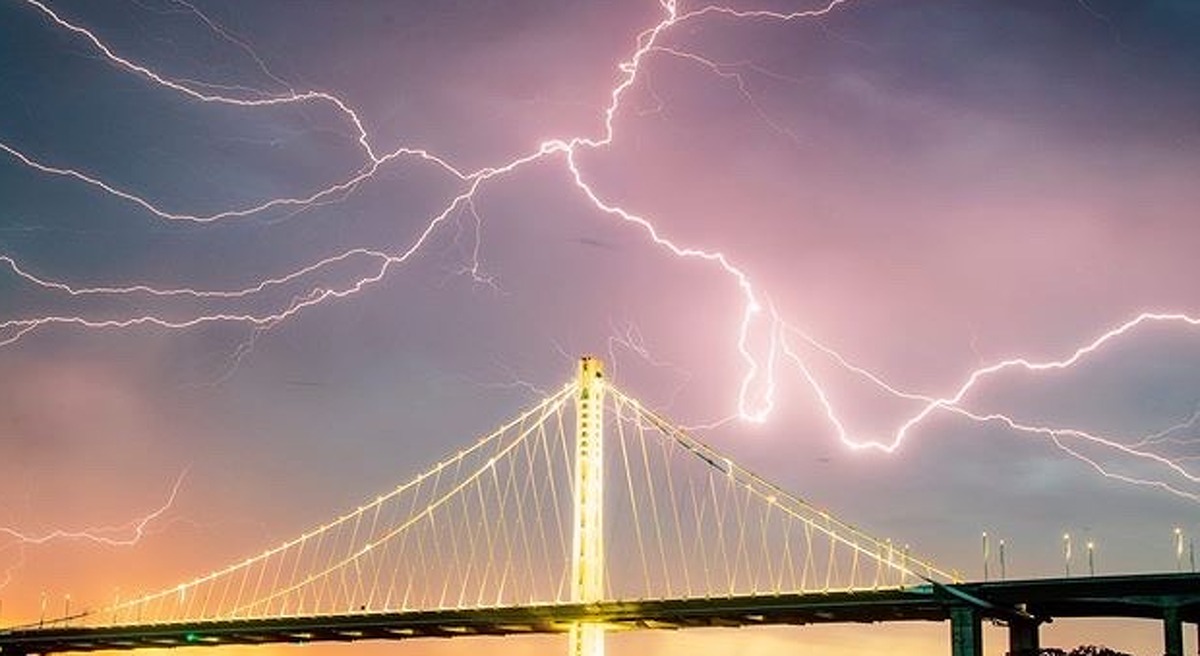 Vincent James captured the lightning over the new Bay Bridge on Sunday morning.