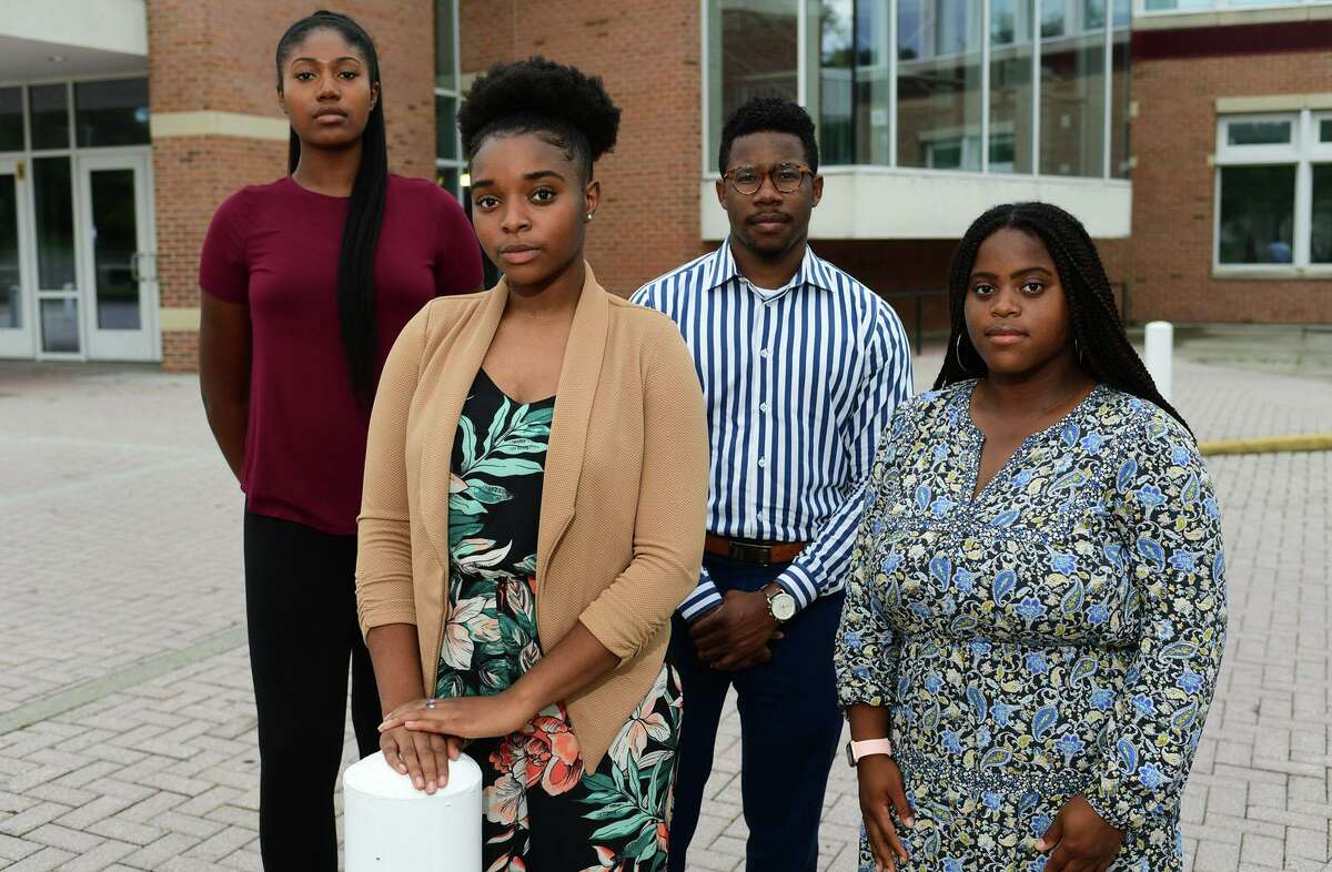 Graduates of the Norwalk Public School, Sarah St. Surin, Shelcie Charlot, Kendrick Constant and Khanisha Moore , Thursday, August 13. 2020, in Norwalk. The group advises how schools can respond to Black Lives Matter.