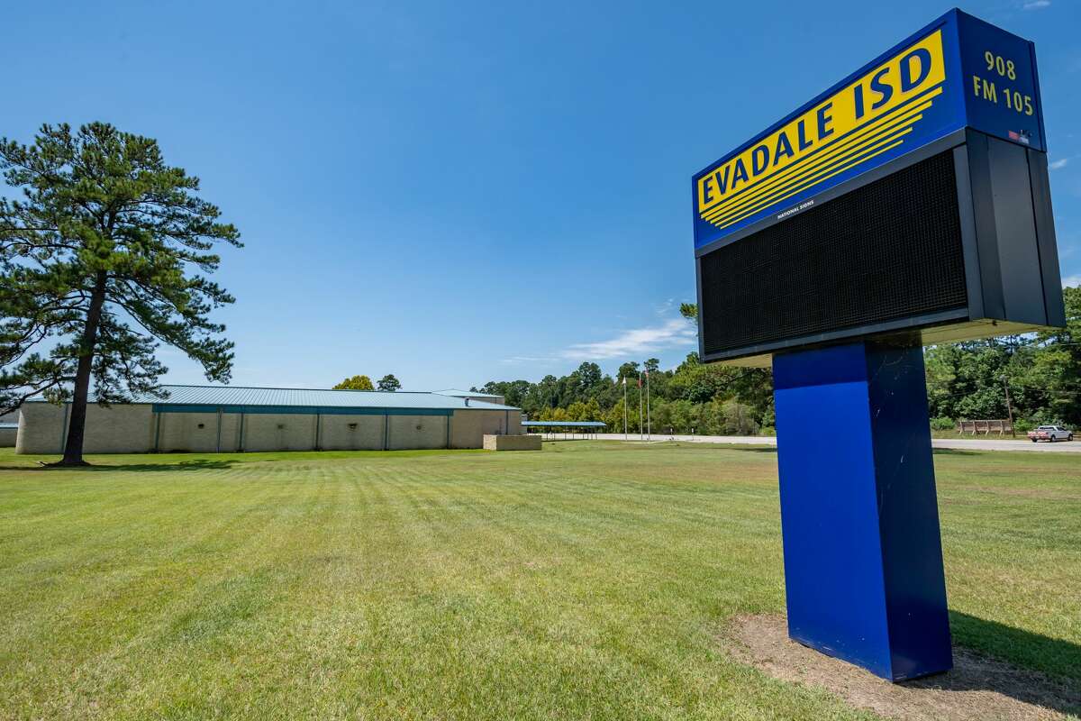 The Evadale ISD sign stands outside the high school campus. The Evadale Independent School District closed all campuses Tuesday due to a student testing postive for the coronavirus. Photo made on August 18, 2020. Fran Ruchalski/The Enterprise