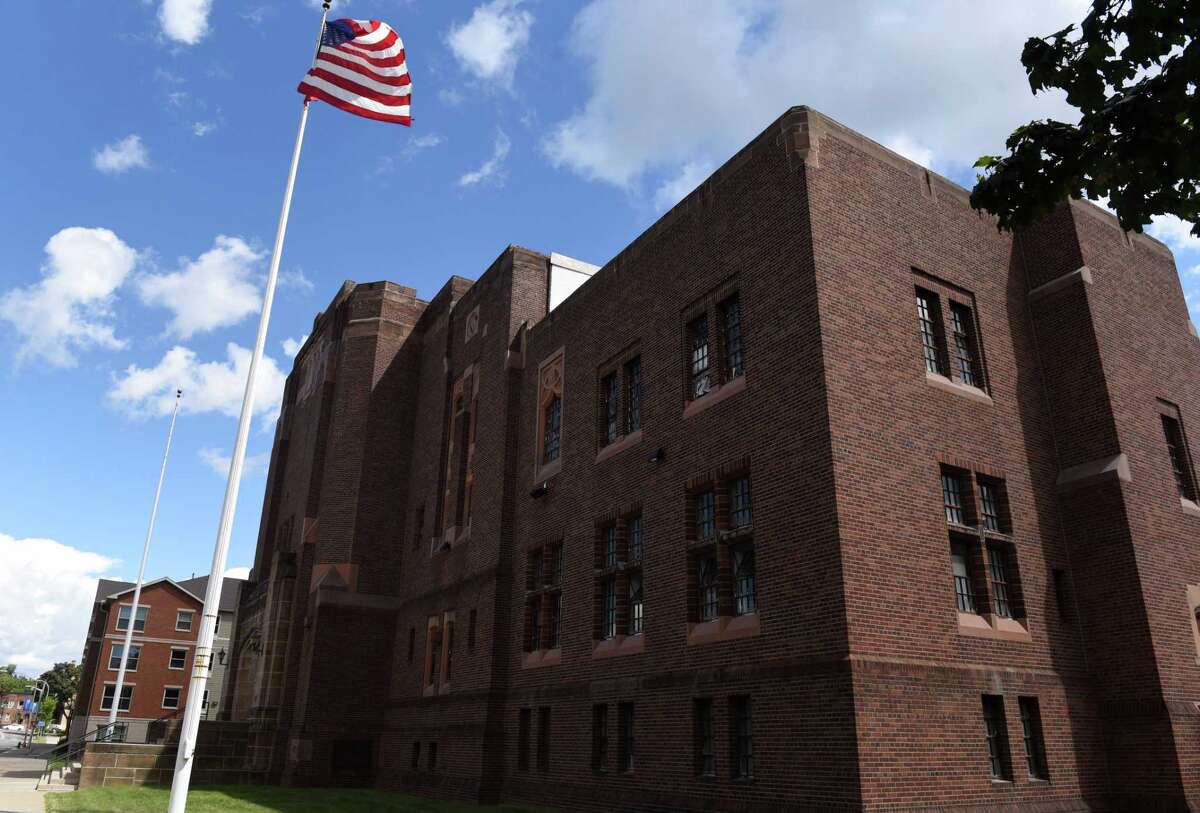 Exterior of the Schenectady Armory where an Amazon Prime series called 