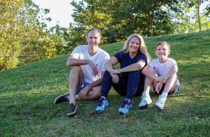 Brigitte Radulovich, husband Mark and son Nicholas, 10, have adopted healthy lifestyles, including bike rides at Evelyn's Park  in Bellaire.