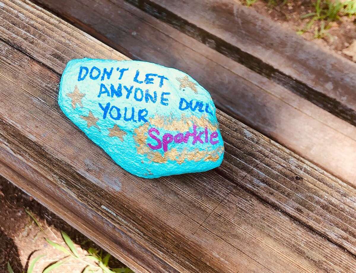While walking along River Road and through Schenck's Island Park, Nancy McTague-Stock came across a series of inspirational stones. "Love that kids are helping everyone look on the bright side!" she said. Wilton, Conn., Aug. 2020