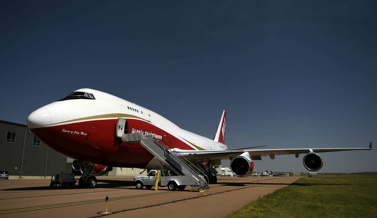 Global SuperTanker Services LLC's B747-400 firefighting Supertanker, the worlds largest firefighting plane sitting on the tarmac in Colorado Springs June 13, 2018 in Colorado Springs, Colorado. (Photo by Joe Amon/The Denver Post via Getty Images)