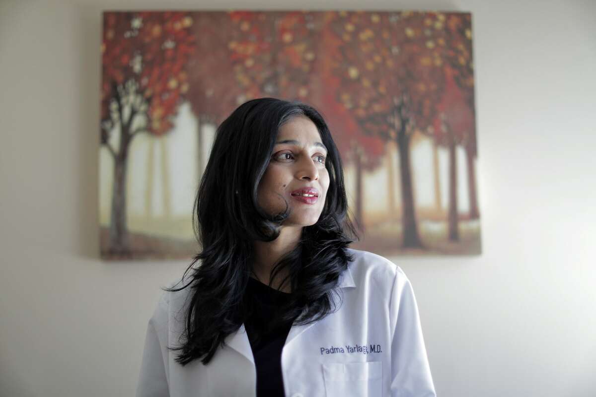 Dr. Padma Yarlagadda, a nephrologist at Regional Medical Center, in her office at the hospital in San Jose, Calif., on Wednesday, July 22, 2020. On June 22, the US Centers for Medicare and Medicaid released new data showing that dialysis patients had the highest rate of hospitalization among all Medicare beneficiaries with COVID-19, were more likely to have COVID-19 linked complications such as diabetes and heart failure, and were largely African-American. Recent research has also shown kidney failure as a potential complication from serious coronavirus cases. Those undergoing regular dialysis treatment are highly susceptible to infection.