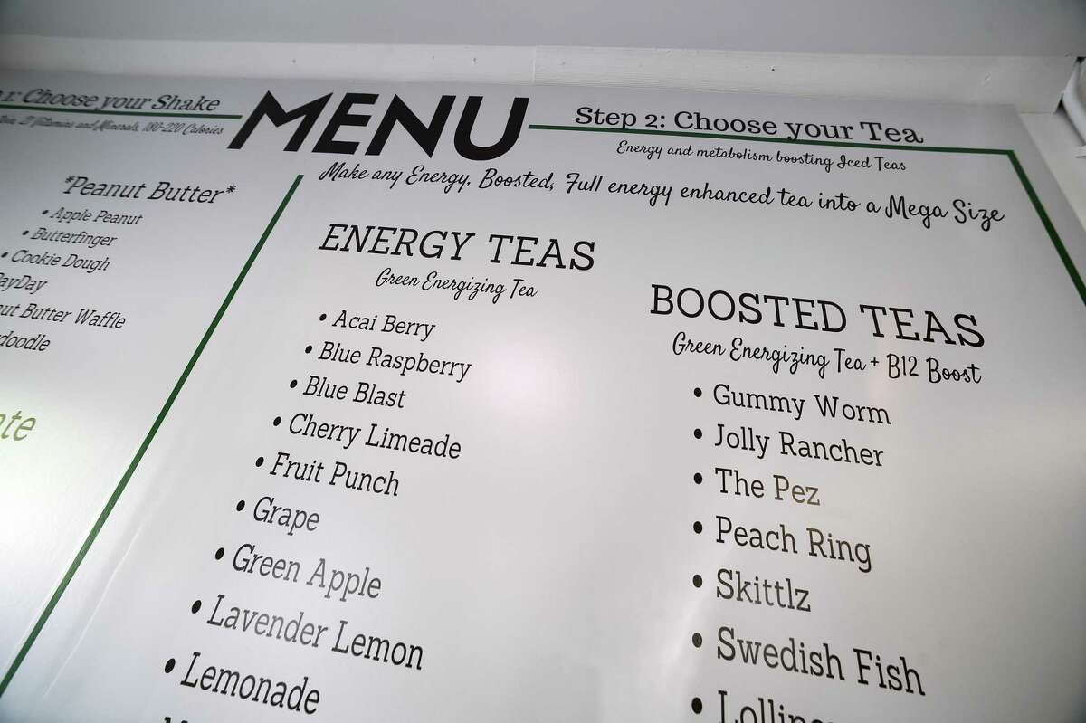 A menu printed on the wall of Small Town Nutrition on Orange Center Road in Orange on August 14, 2020.