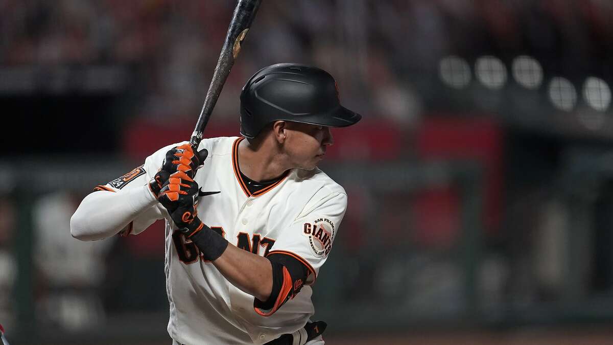 Mauricio Dubon of the San Francisco Giants bats against the Oakland