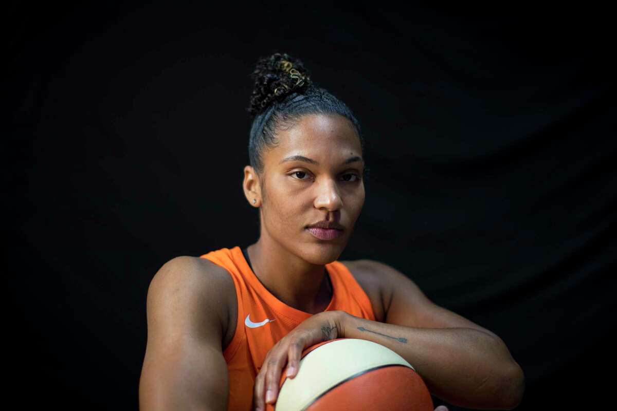 UNCASVILLE, CONNECTICUT- May 2: A portrait of basketball player Alyssa Thomas #25 of the Connecticut Sun at Mohegan Sun Arena on May 2, 2018 in Uncasville, Connecticut. (Photo by Tim Clayton/Corbis via Getty Images)