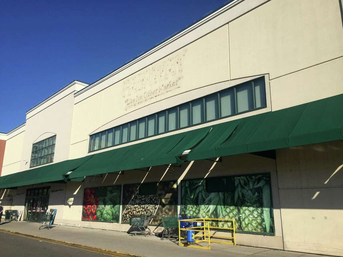 The exterior signs have been removed from the now-shuttered Fairway Market at 699 Canal St., in the South End of Stamford, Conn.