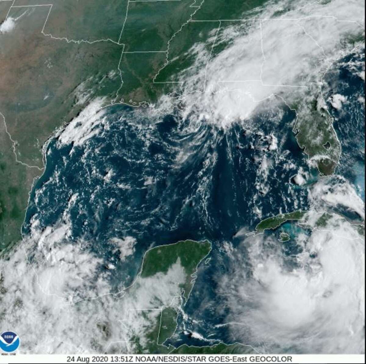 Satellite image shows the Gulf of Mexico on Monday, Aug. 24.