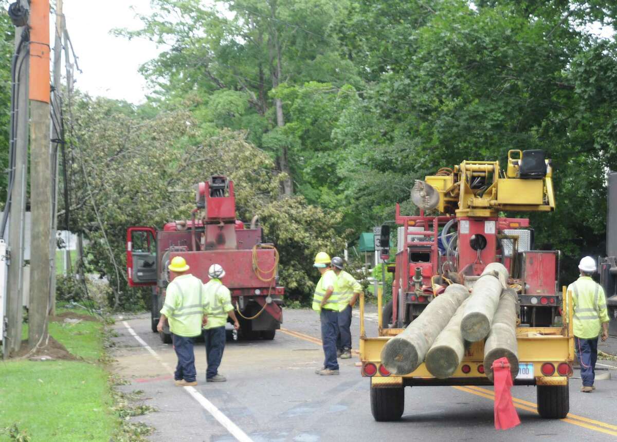 As utility crews works try to restore electricity to the last few areas without it on Aug. 12, eight days after Tropical Storm Isiais tore through the area, Ridgefield officials are asking people who don’t have power to call Eversource.