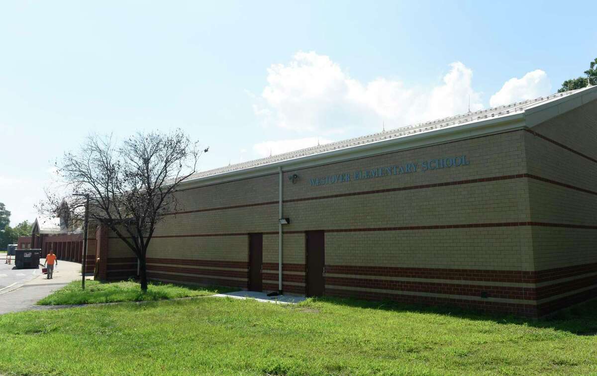 Construction continues at Westover Elementary School in Stamford, Conn. Monday, Aug. 24, 2020. The magnet elementary school, which had been closed for the last two years for mold remediation, will reopen this year. The school had been housed inside an office building in the South End for the last two years.