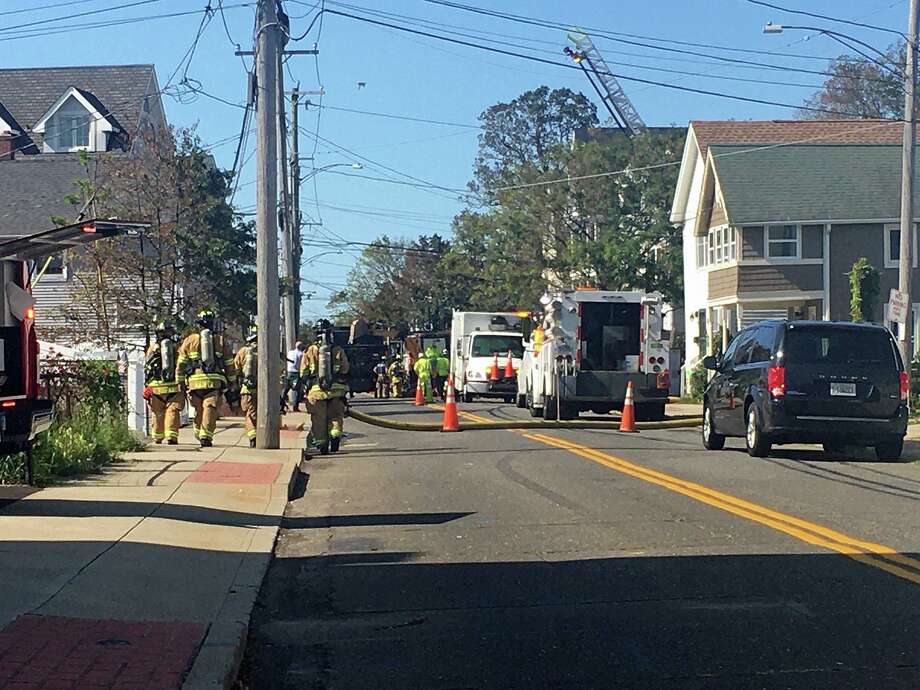 A gas leak in a Wildermere Beach neighborhood in Milford led to the evacuation of several houses Wednesday morning on Aug. 25, 2020. The leak, reported shortly after 8:30 a.m., was caused by a construction company crew that struck the line, a gas company spokesman confirmed. Photo: Shayla Colon /Hearst Connecticut Media