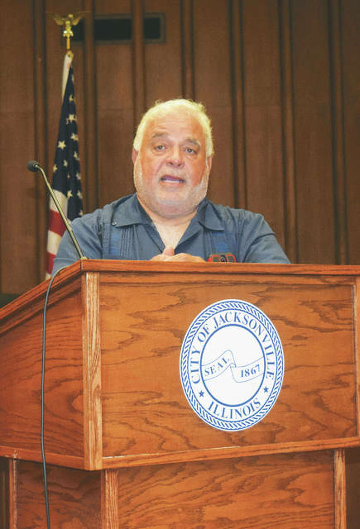 Nestor Gutierrez, a Jacksonville resident who fled Cuba in 1961, discusses poor conditions in the island nation during Tuesday’s meeting of the Republican Women’s Club of Morgan County. Gutierrez said Cuba should serve as a warning to the U.S. about adopting socialism.