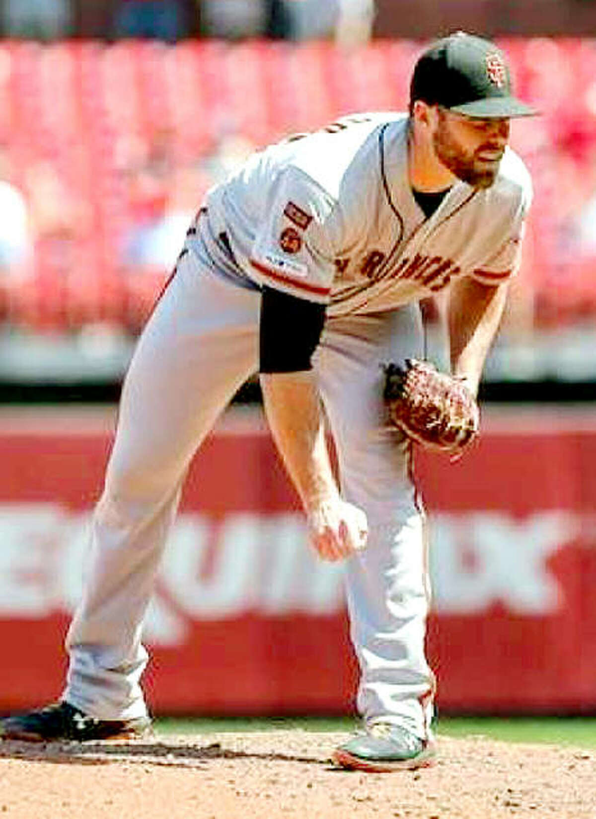 Carrollton High graduate Sam Coonrod of the San Francisco Giants looks in for a sign from his catcher a game against the Cardinals at Busch Stadium.Coonrod has returned to the active roster after spending much of August on the Injured Reserved list with a lat strain.