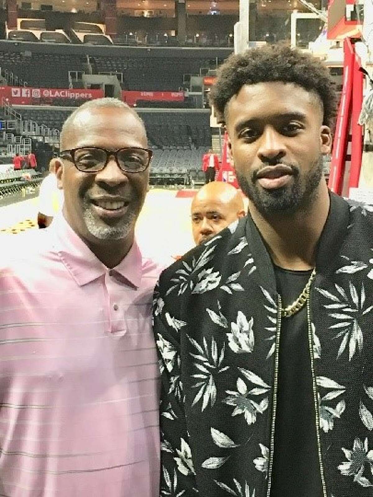 Bridgeport native Wes Matthews (left) with his son Wesley, a guard for the Milwaukee Bucks.