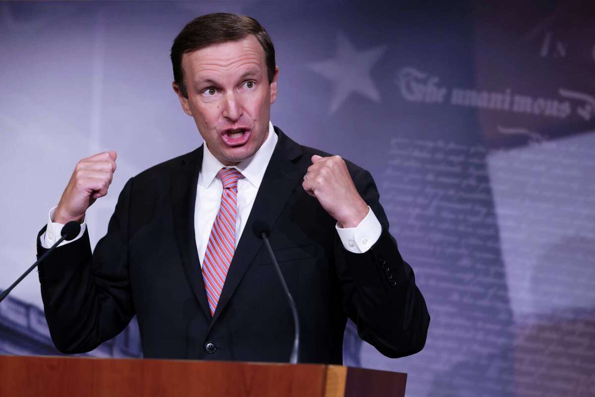 WASHINGTON, DC - AUGUST 04: U.S. Sen. Chris Murphy (D-CT) gestures during a news conference at the U.S. Capitol August 4, 2020 in Washington, DC. Senate Democrats held a weekly news conference to answer questions from members of the press. (Photo by Alex Wong/Getty Images)