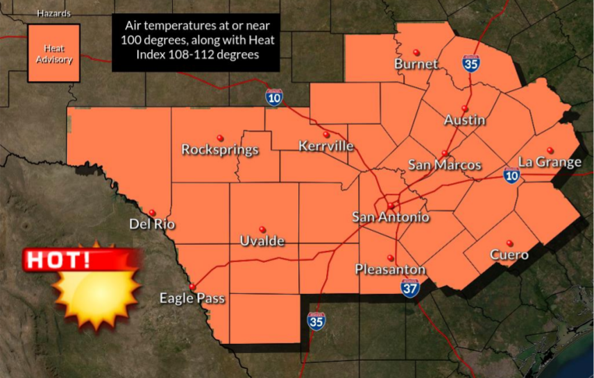 San Antonio's heat index could reach 107 on Friday, NWS says