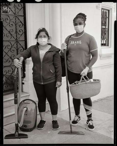 Manuela Garcia, 33 and Patricia Hodge. Professional Cleaners, Mission District, San Francisco, California. on Thursday, July 30, 2020. Photo: Gabrielle Lurie / The Chronicle