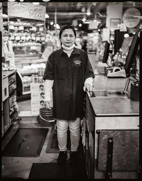 Noreen Dosayla, age 43. Grocery Cashier. Canyon Market. Glen Park, San Francisco, California. Monday July 20th, 2020. Photo: Gabrielle Lurie / The Chronicle