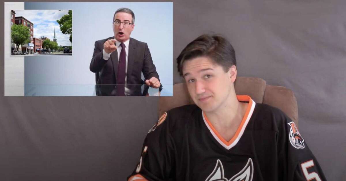 Casey Bryant, communications director for the Danbury Hat Tricks professional hockey team, sent a video to HBO host John Oliver inviting him to come to Danbury for a “trashing” in response to Oliver’s on-air put down of the city. Sunday night Oliver played some of Bryant’s message on his program.