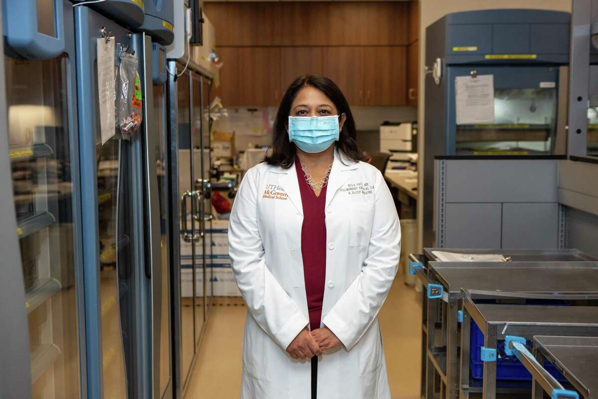 Dr. Bela Patel, chief medical officer and a co-principal investigator (Co-PI) of the convalescent plasma study, poses for a portrait in the blood bank at Memorial Hermann Texas Medical Center on Aug. 25, 2020.