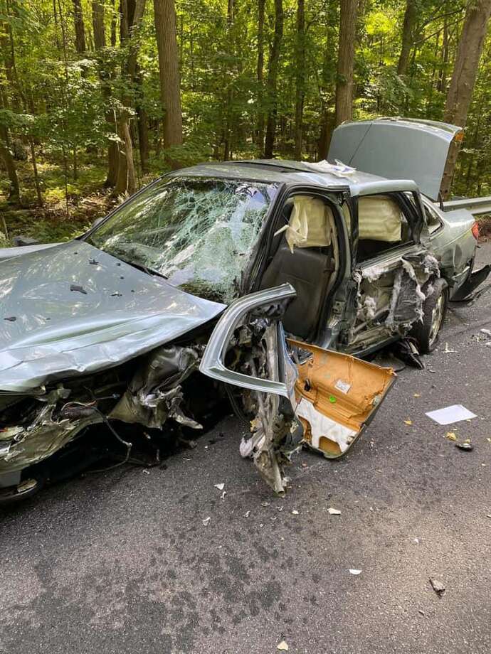 Fire crews extricated the occupants of two cars involved in a serious crash on Route 313 in Seymour Monday, Aug. 31. Photo: Contributed /Citizens' Engine Co. No. 2