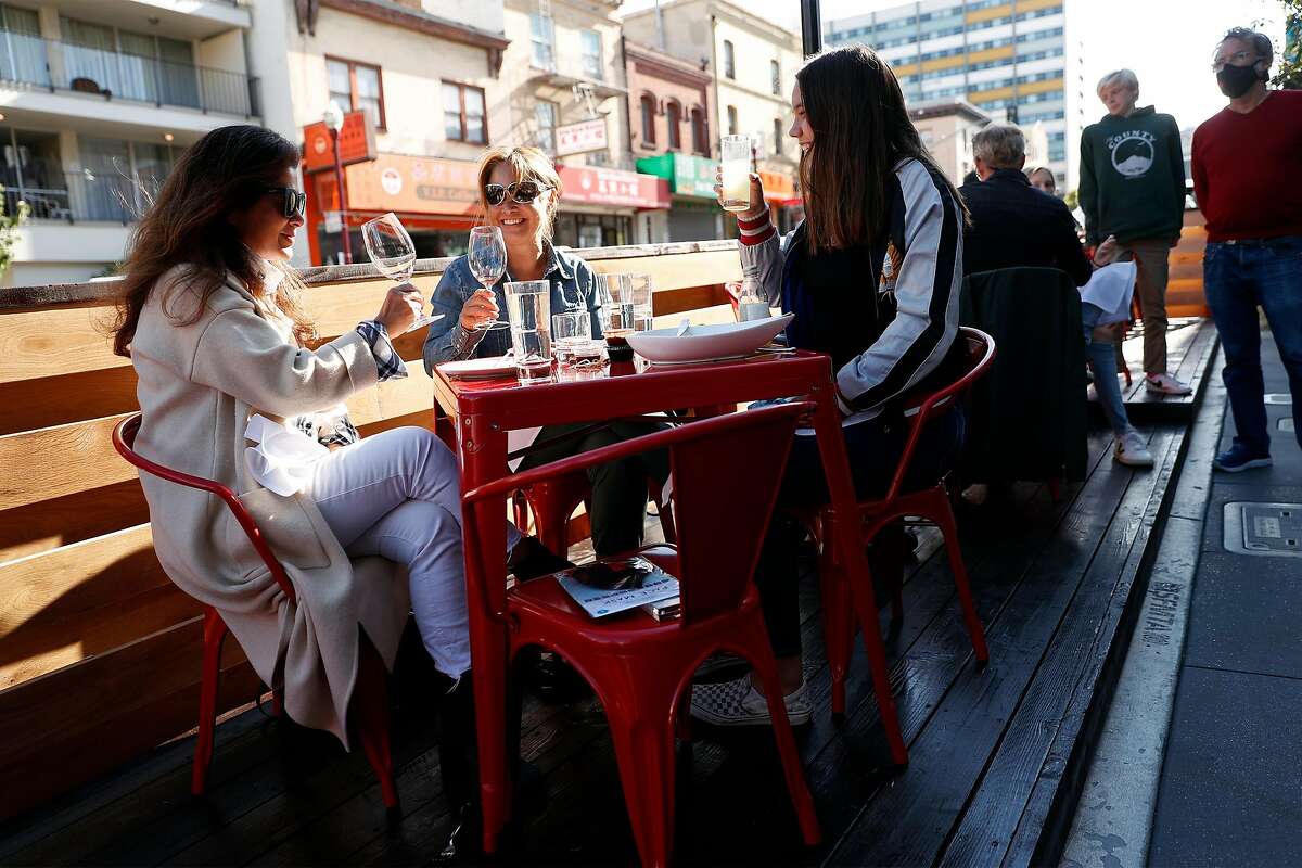 Barbara Yamanaka (left), Carolyn Nobel (center) and Margaux (right) Nobel dine at China Live on Broadway in San Francisco, Calif., on Wednesday, July 22, 2020. China Live on Broadway in San Francisco, Calif., on Wednesday, July 22, 2020. Shortly after shelter-in-place orders hit, San Francisco restaurant owners proclaimed that outdoor dining -- typically a feature that required too many permits and costs for many to bother with -- could save the restaurant industry. In June, the city's restaurants finally started serving diners again on sidewalks, with others building more ambitious patios and parklets. One month later, outdoor dining is proving not to be the panacea restaurant owners hoped for.