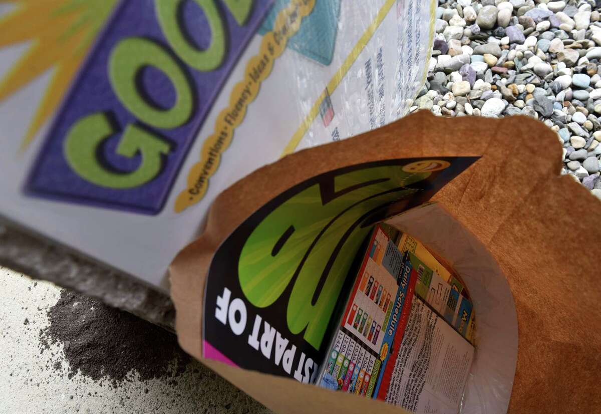 Bag of classroom material purchased by Haley Jansen, a fourth grade teacher at St. Madeleine Sophie School, on Tuesday, Sept. 1, 2020, in Colonie, N.Y. (Will Waldron/Times Union)