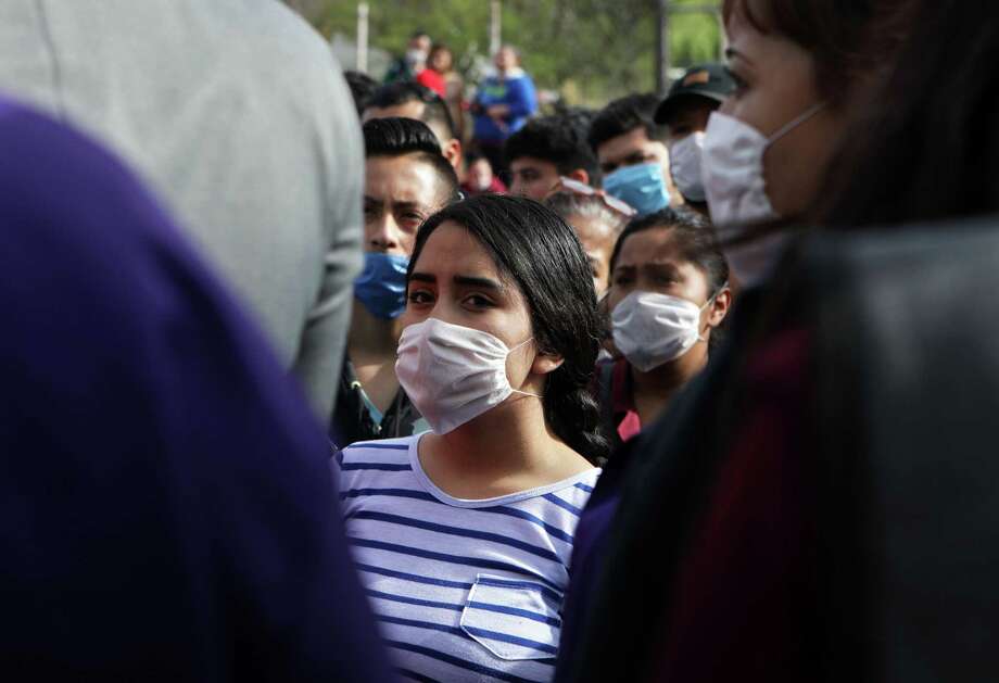 Factory workers halt their work to protest against the lack of safety measures against COVID-19, outside a company in Ciudad Juárez on April 20, 2020. Labor activists believe that the working conditions are contributing to a rising mortality rate among factory workers in Mexico. Photo: Herika Martinez /AFP Via Getty Images / AFP or licensors