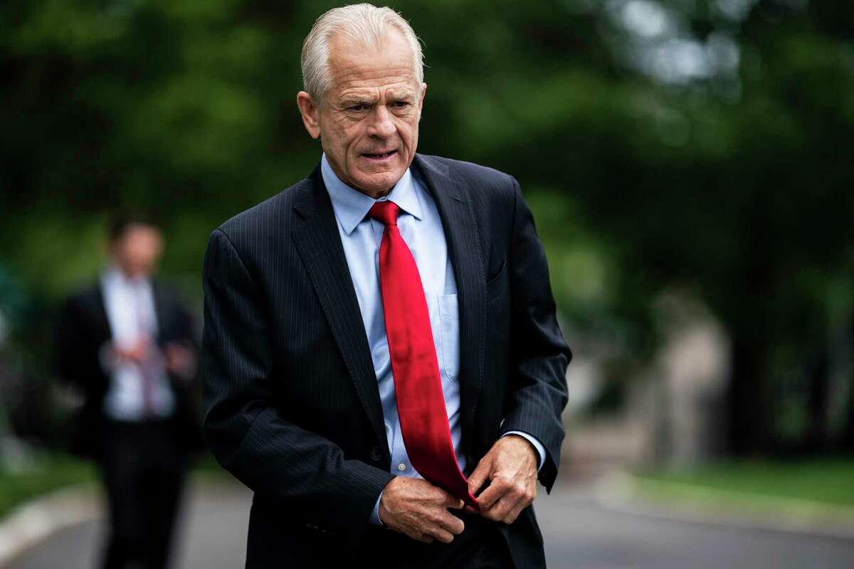 White House trade adviser Peter Navarro speaks with reporters outside the West Wing at the White House in Washington on June 18, 2020.