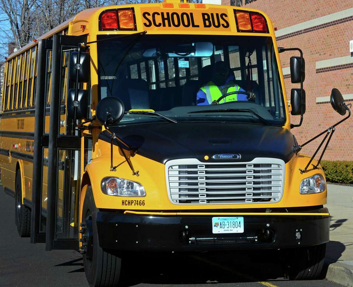 File photo of a school bus in Norwalk, Conn., taken on Jan. 4, 2016.