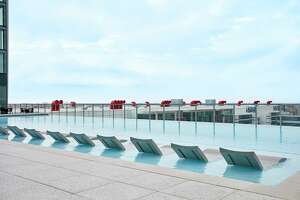 The infinity pool on the Parkview Terrace overlooks the George R. Brown Convention Center.