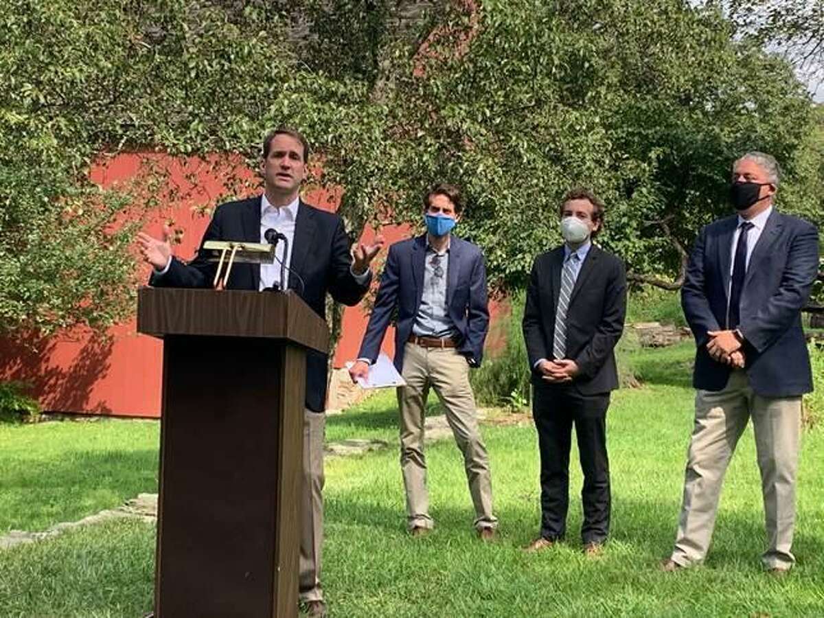 Congressman Jim Himes (D-4th) announces passage of the Great American Outdoors Act at Weir Farm on Aug. 28.