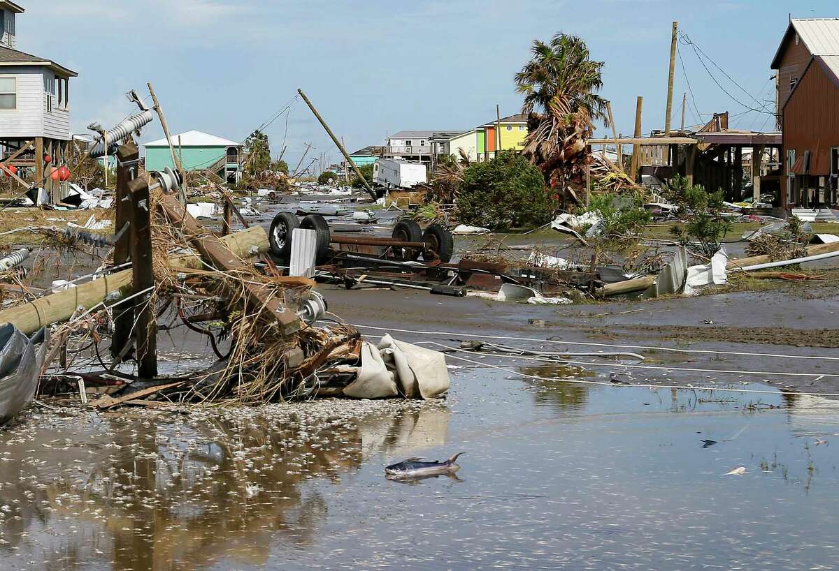 Destruction from Hurricane Laura near Holly Beach, Louisiana on Saturday, Aug. 29, 2020.