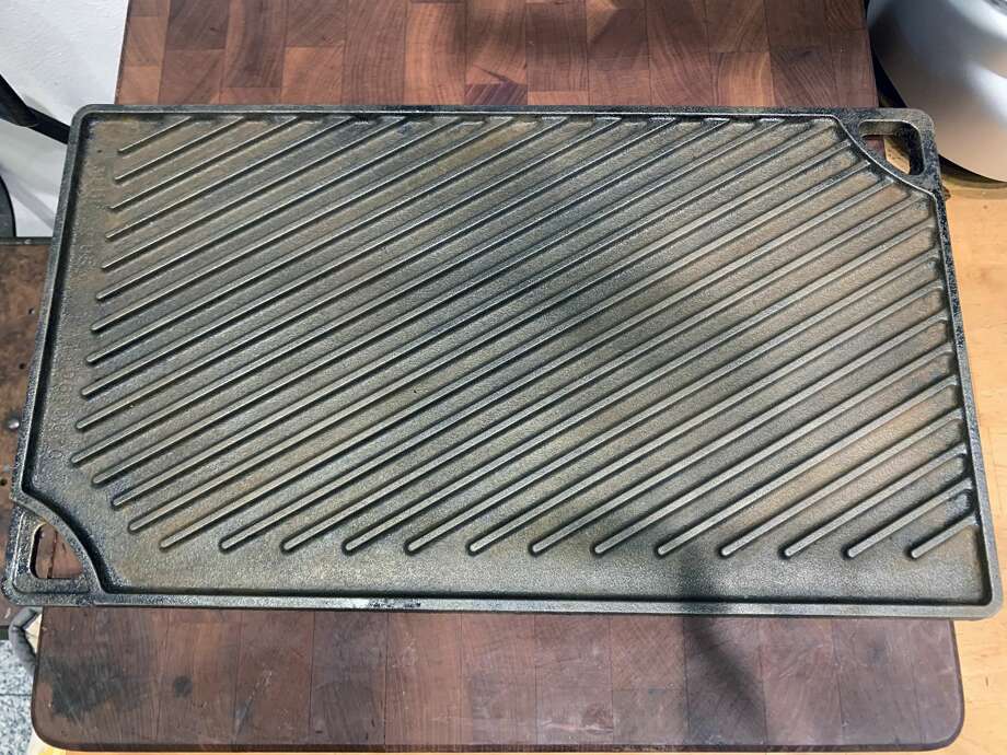 The pan after soaking and scrubbing, but before reseasoning. Photo: Ryan Craggs