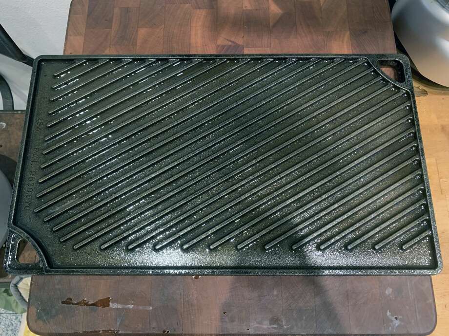 I used a thin layer of vegetable oil on the pan and put it in the oven for about an hour. Photo: Ryan Craggs