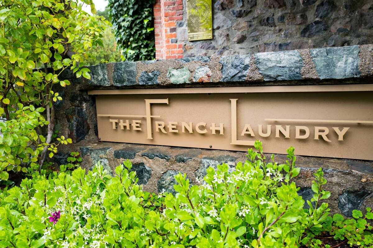 Signage for the French Laundry restaurant in Yountville, Napa Valley, California, operated by chef Thomas Keller and known for being one of the few restaurants in the United States to earn three Michelin stars, November 26, 2016.