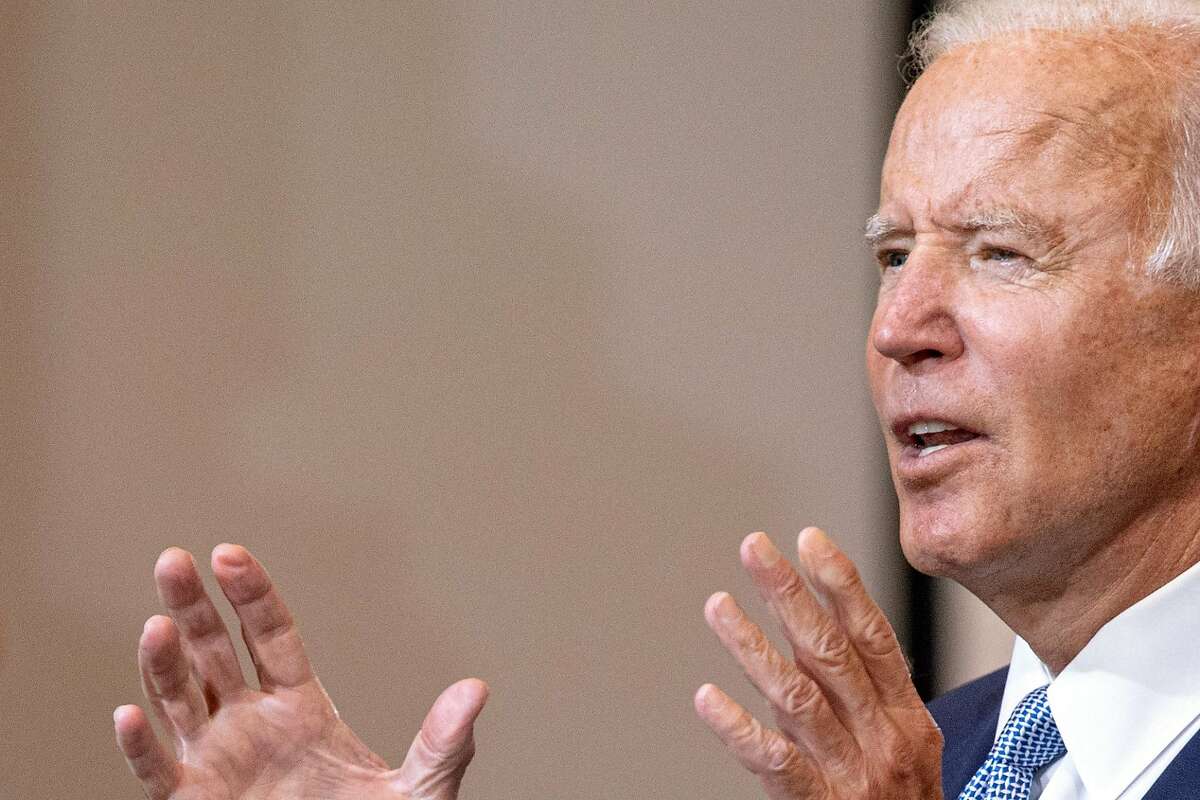 Joe Biden, the Democratic presidential nominee, speaks at Mill 19 in Pittsburgh on Monday, Aug. 31, 2020. Biden used his speech to describe how President Donald Trump has destabilized every aspect of American life. (Amr Alfiky/The New York Times)
