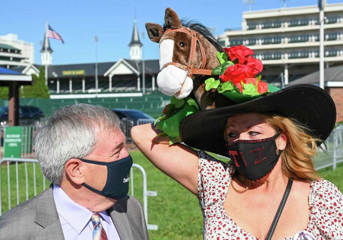 The Tiz the Law crew arrived at Churchill Downs Race Course lead by managing partner Jack Knowlton, left and partnership member Sandy Dompkosky of Mountain Top PA on Kentucky Derby Day Saturday Sept 5, 2020 in Louisville, KY. Photo by Skip Dickstein/Special to the Times Union