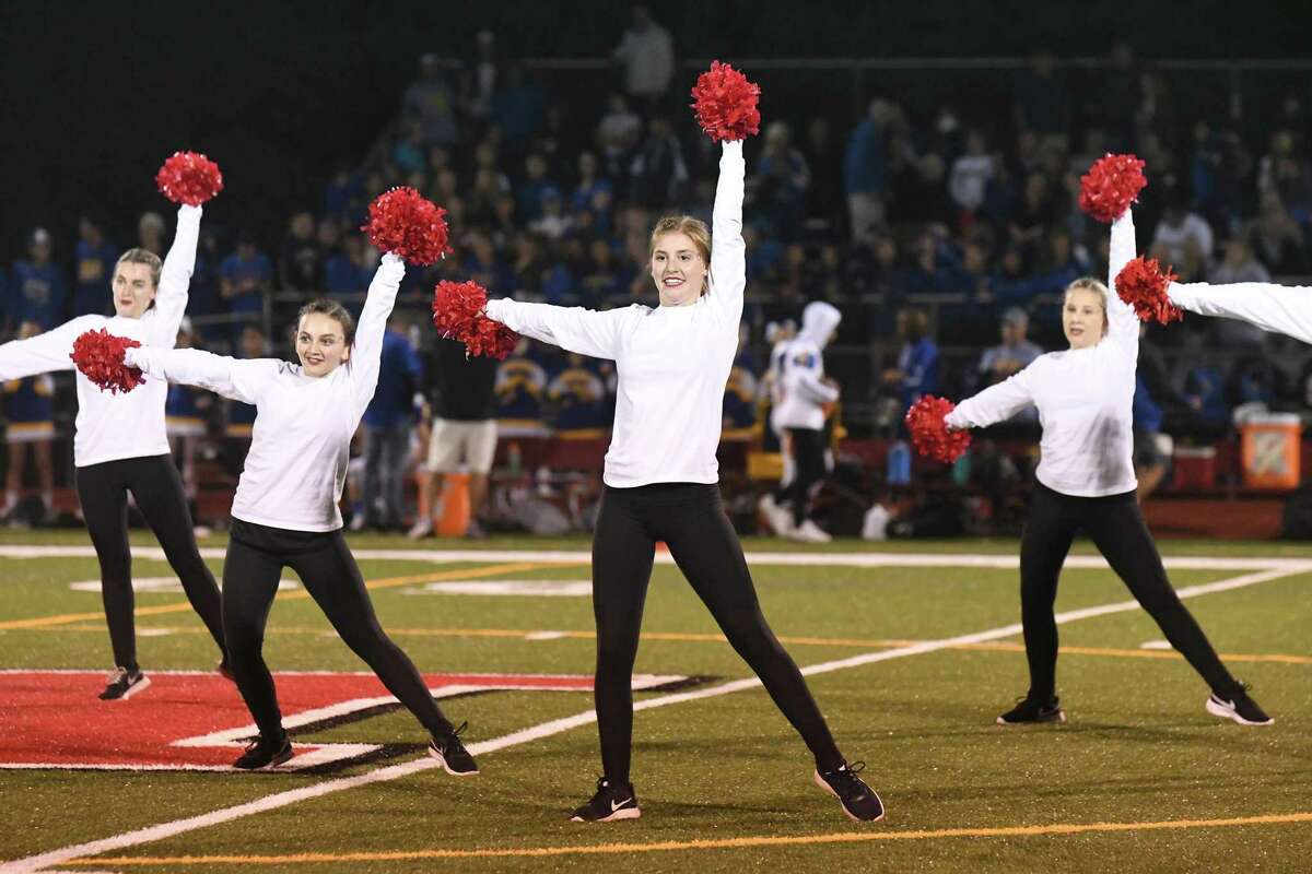 The Masuk dance team performs during halftime of a 2018 football game in Monroe.