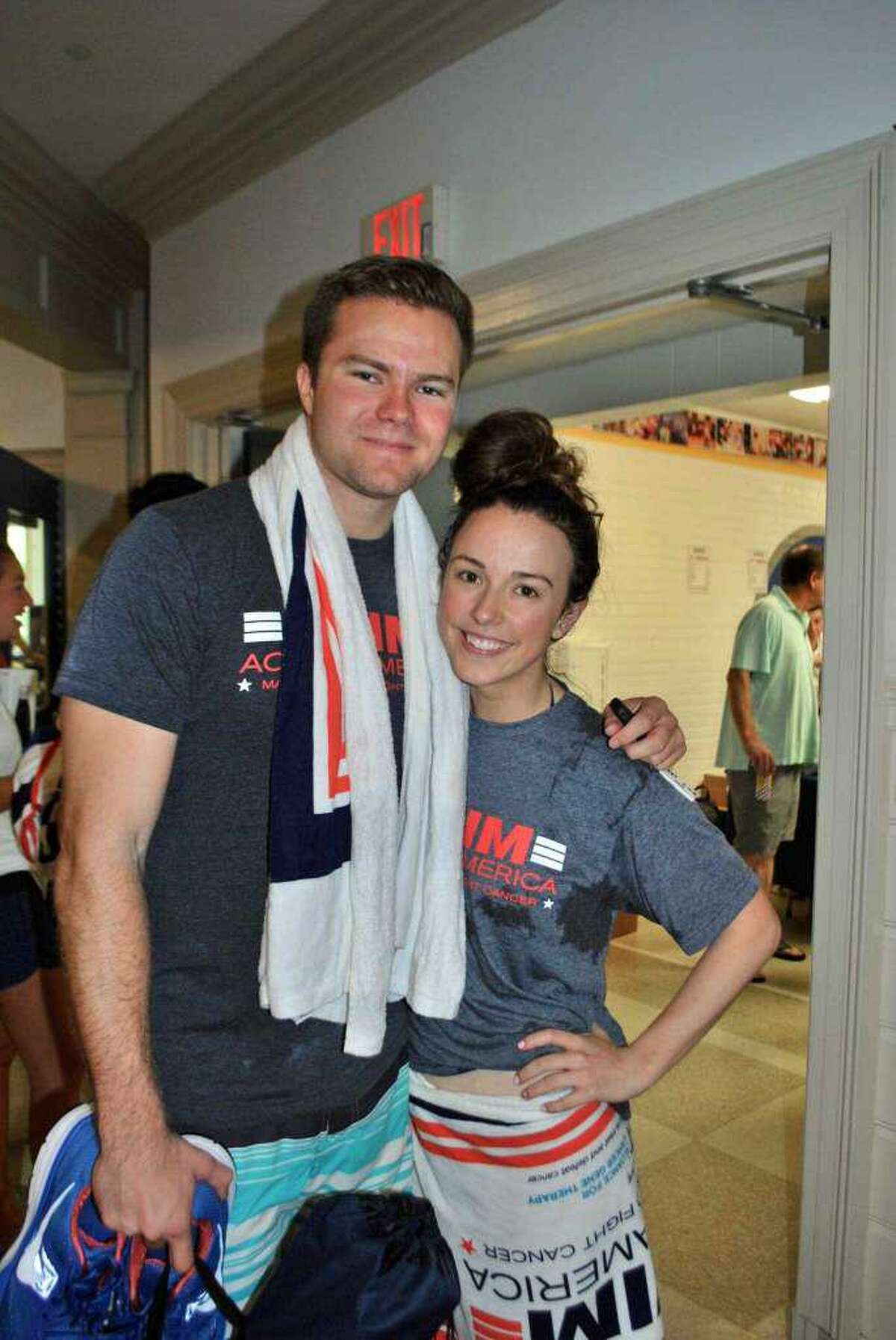 Cody Gifford and Erika Brown, now married, at a Swim Across America Greenwich-Stamford Swim.