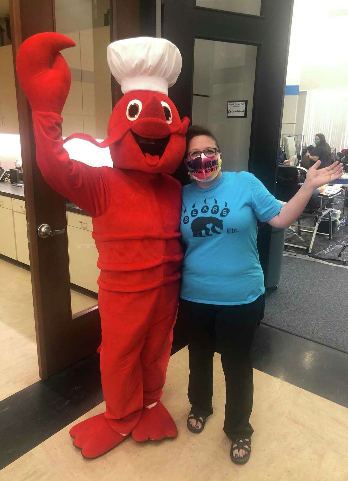 New this year at Lobsterfest is the event’s official mascot, Lucy the Lobster (pictured with Kati Krouse). Lucy will be a the Lobsterfest Dinner To Go Oct. 1 and golf tournament Oct. 2. This year due to COVID-19 the dinner will be to go at the Montgomery County Fairgrounds. Tickets, golf teams and sponsorships are available.