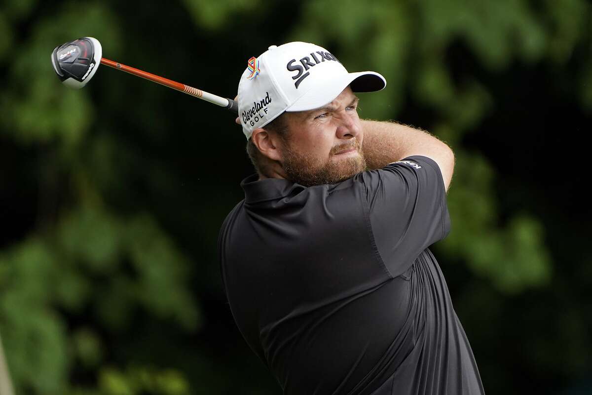 Shane Lowry, of Ireland, drives on the second hole during the third round of the Wyndham Championship golf tournament at Sedgefield Country Club on Saturday, Aug. 15, 2020, in Greensboro, N.C. (AP Photo/Chris Carlson)