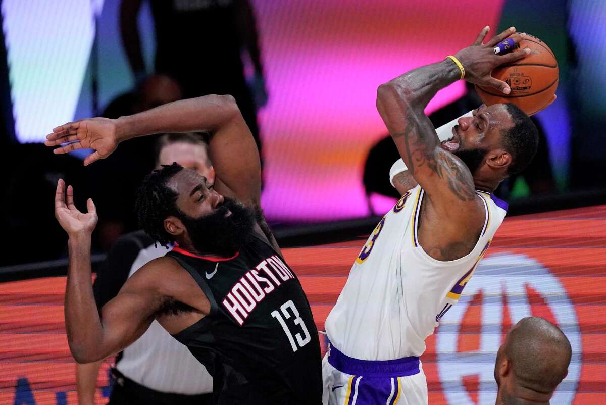 LeBron James (right) had more help than James Harden did Tuesday, giving the Lakers a 2-1 series lead and putting the Rockets in a virtual must-win situation for Thursday's Game 4.